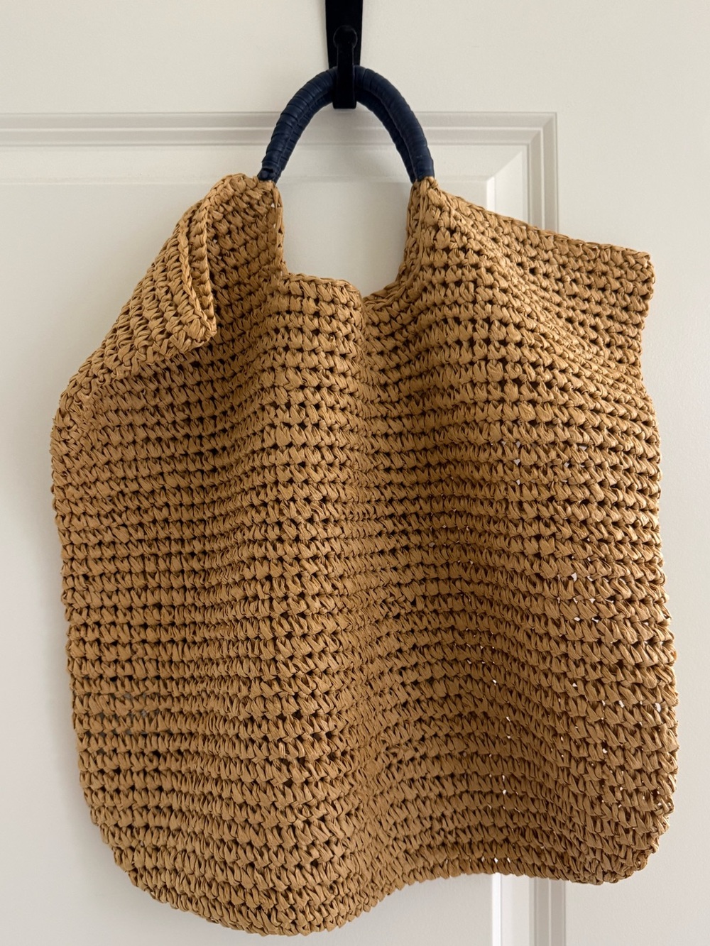Mark & Graham woven straw bag lightweight leather handles